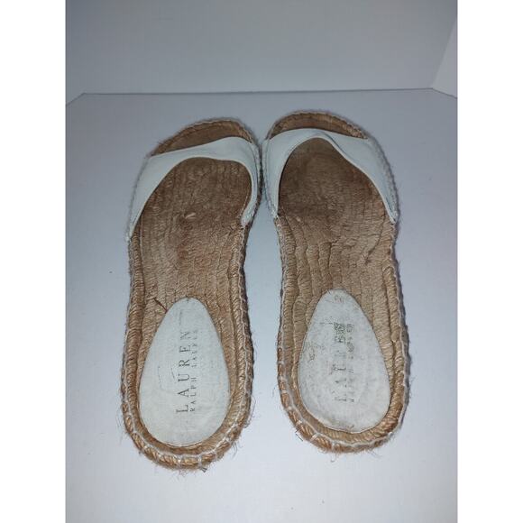 Lauren Ralph Lauren White Suede Leather Slip on Espadrille Flats Size 8.5 - Picture 2 of 6